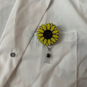 Sunflower Badge Reel With Alligator Clip